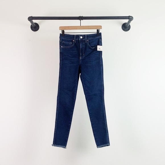 NWT Free People Raw High Rise Fray Hem Jeggings In Deep Indigo Blue - Picture 5 of 9